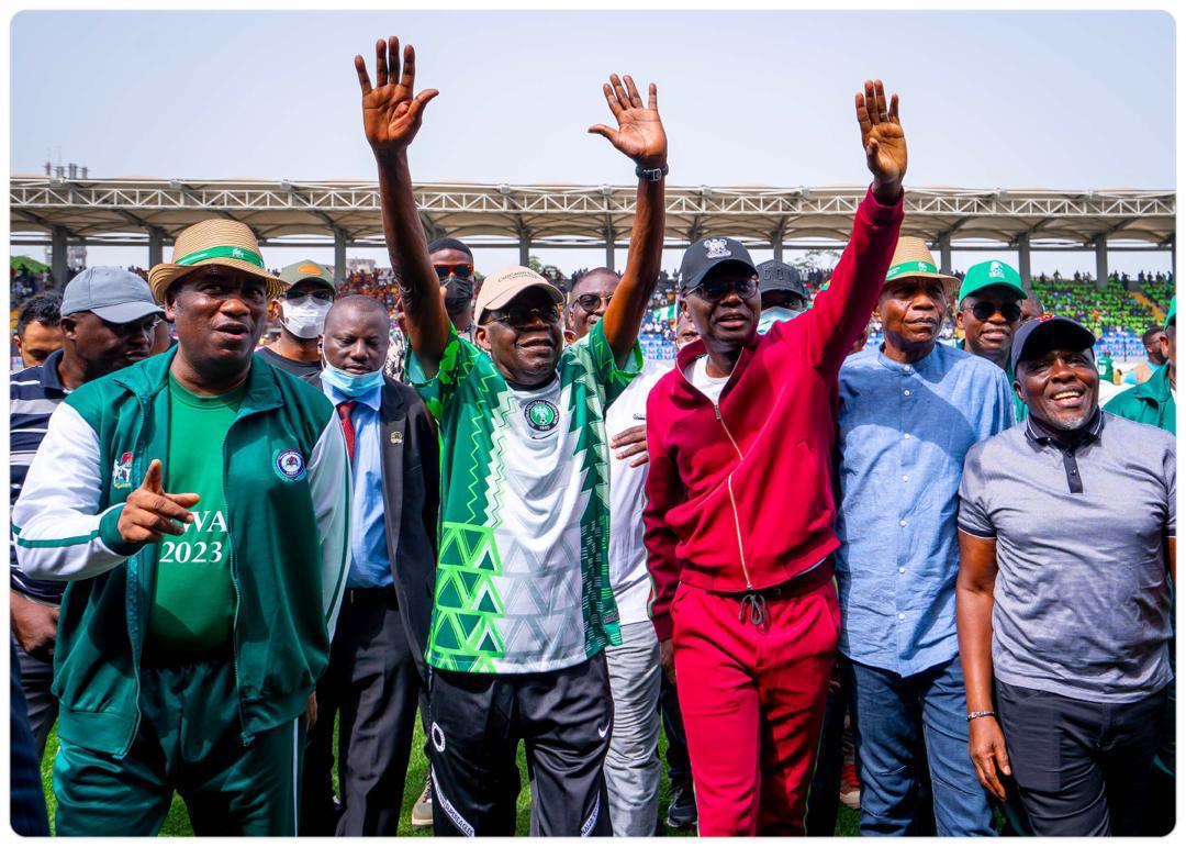 *Tinubu at 70: Sanwo-Olu, Dare, Hamzat, dignitaries grace novelty match in Lagos*