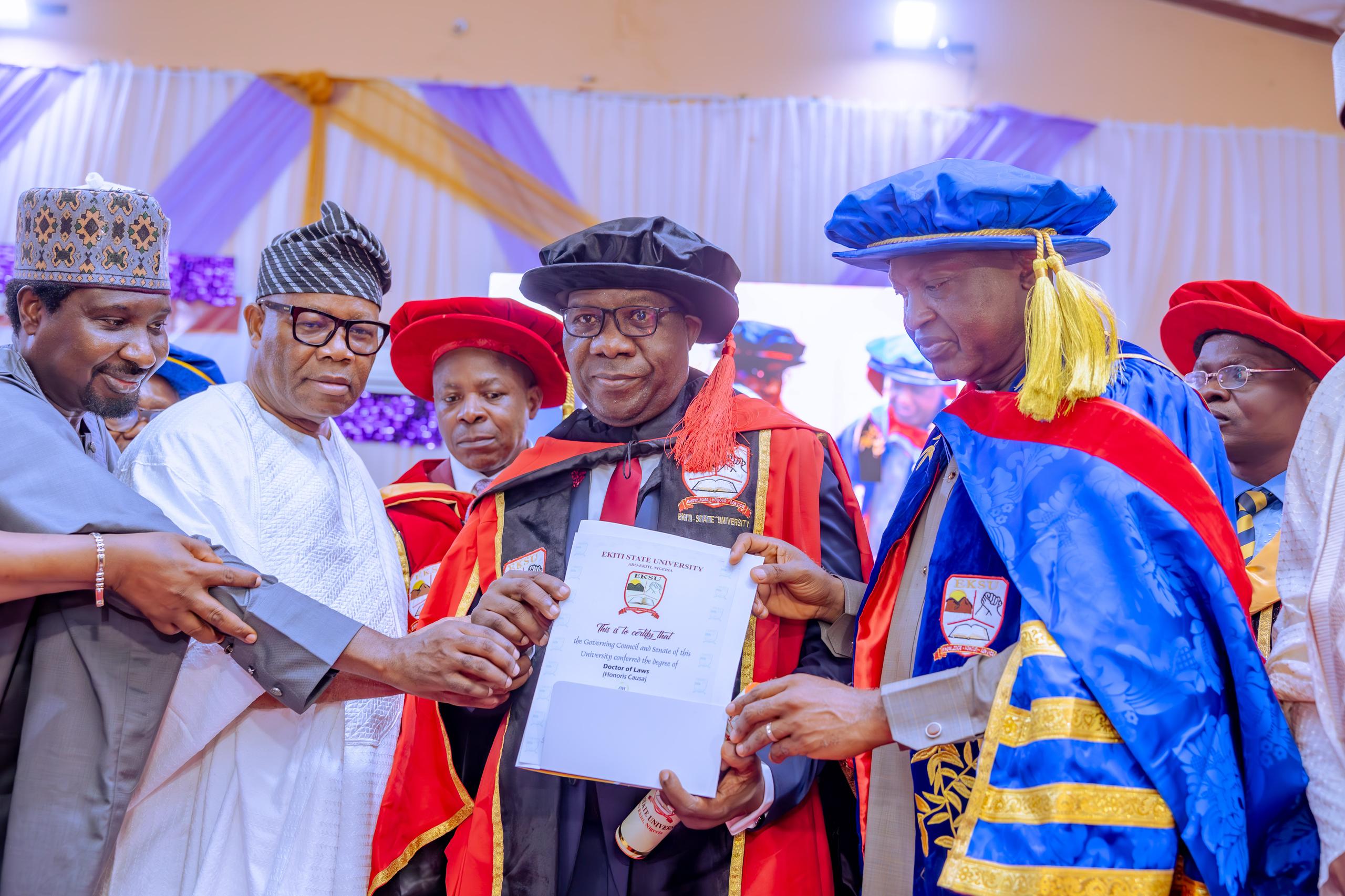 Akpabio at EKSU convocation, highlights education as tool for crime reduction