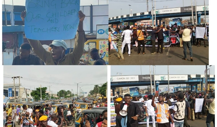 ‘Bring Back Our Children’: Oyo residents, NUT protest shut down State Secretariat over abducted Pupils, Teachers