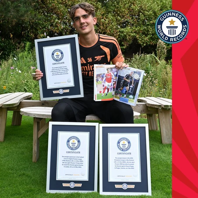 Arsenal teenager Dowman sets three Guinness World Records, receives certificates